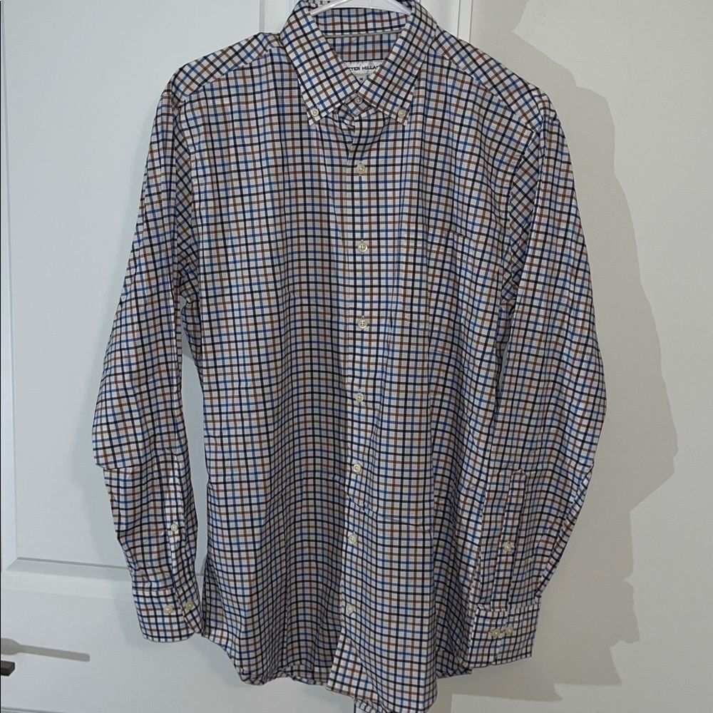 New Peter Millar Crown Crafted Button Down collar Dress Work Shirt M Multi Check